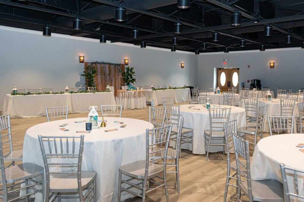 Ballroom on Broadway setup for a wedding reception