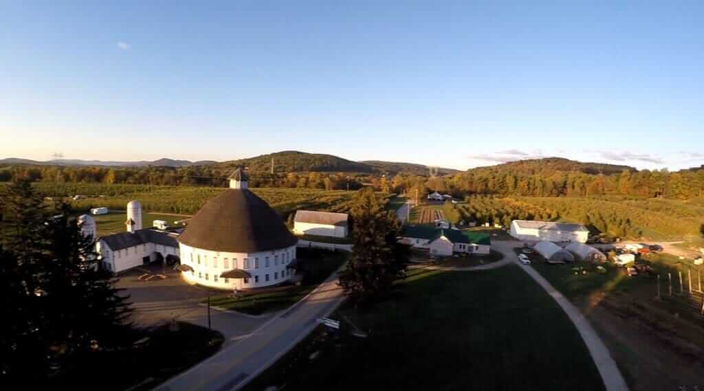 Aerial view of The Historic Round Barn and Farm